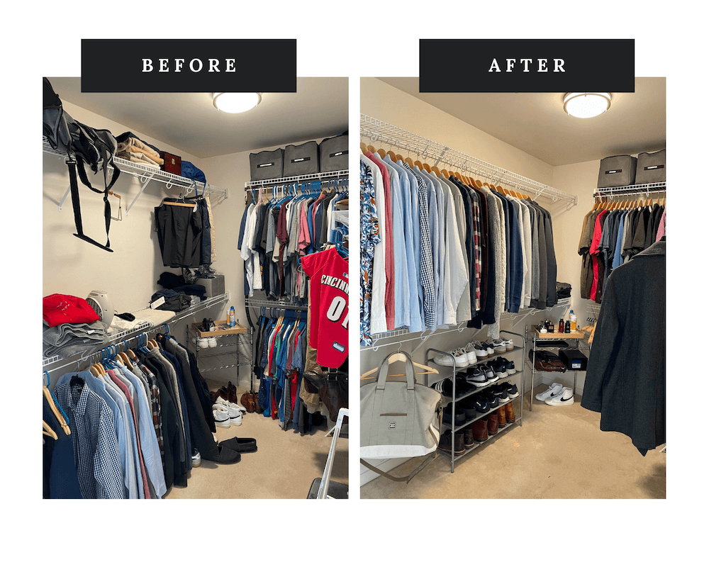 mens closet before and after
